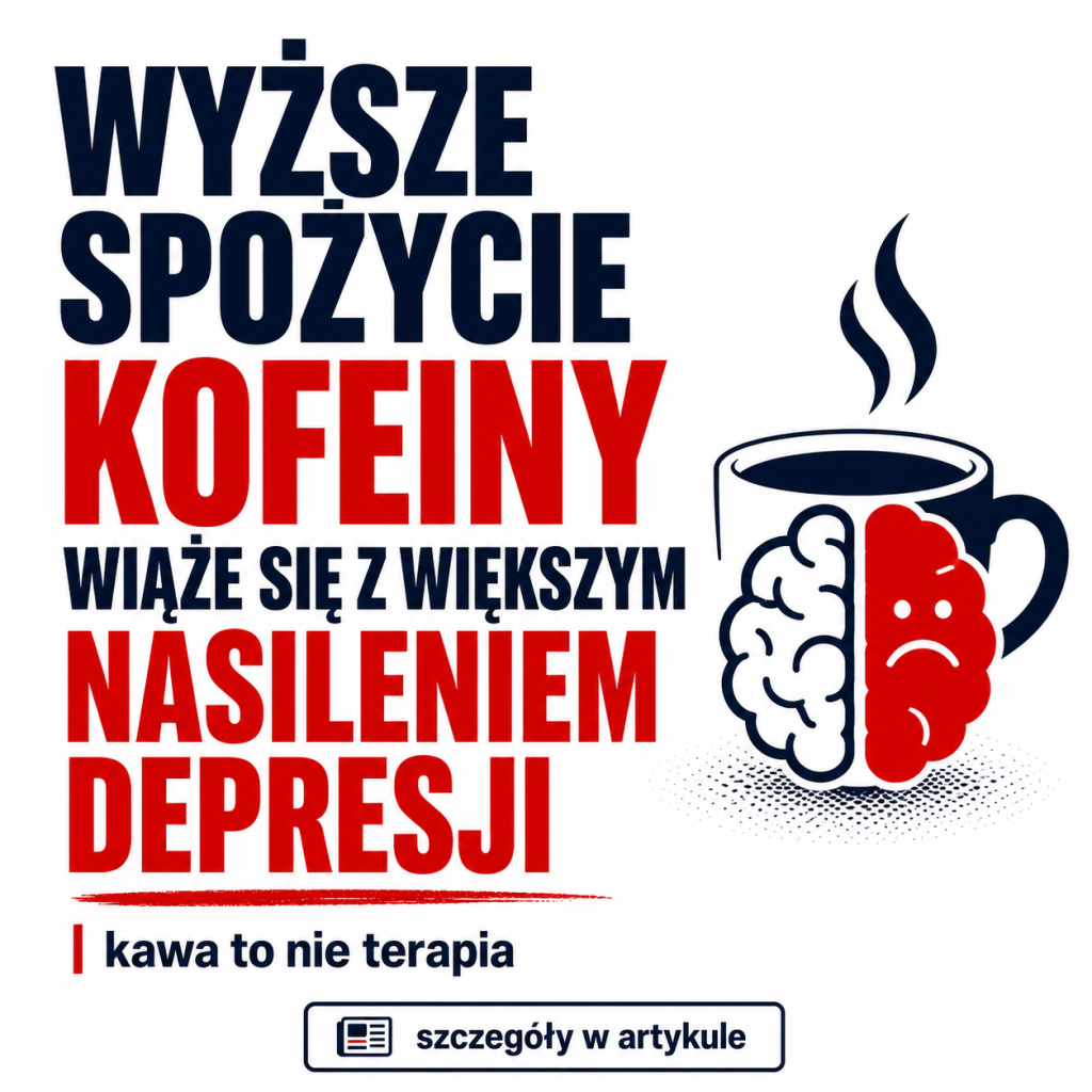 Wyższe spożycie kofeiny wiąże się z większym nasileniem depresji. Kawa to nie terapia.