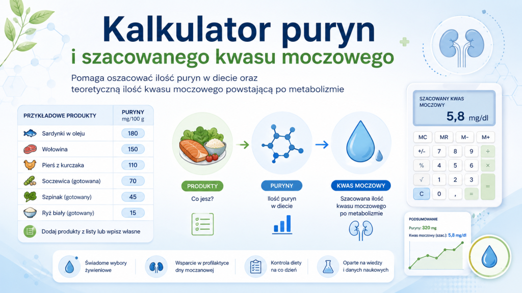 Kalkulator przeliczania puryn na kwas moczowy